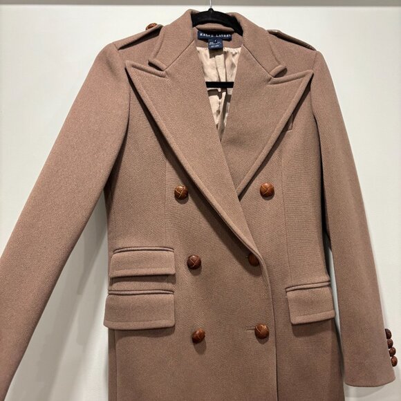 Ralph Lauren Double-Breasted 100% Wool Overcoat Size 6 - Picture 2 of 12